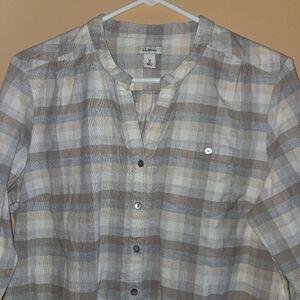 L.L.Bean Plaid Button-Up Supersoft Shirt, M (PTP=19.5")